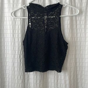 A&F black lace crop top